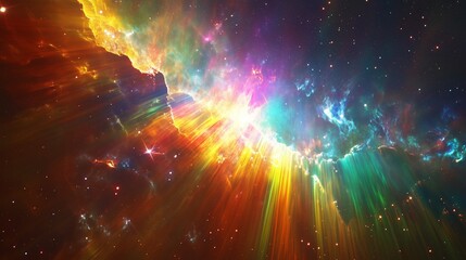 Wall Mural - a vibrant cosmic nebula displays a spectrum of colors and radiant light in deep space, captivating v