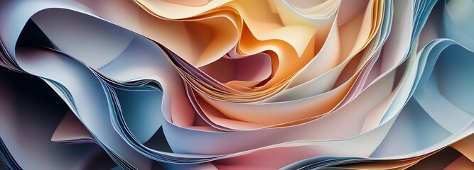 Wall Mural - 33. Abstract paper elements creating a swirling, layered 3D pattern with varying degrees of transparency and depth