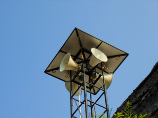 Megaphone speakers in outdoor