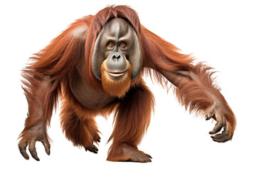 Wall Mural - high-quality orangutan isolated on transparent background for wildlife design projects, featuring de