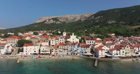 Wall Mural - Aerial view of Baska town on Krk Island, Croatia