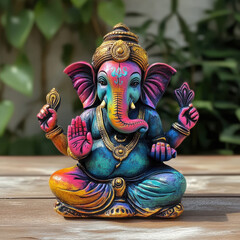 Sticker - colourful lord Ganesha statue