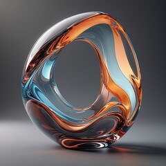 Canvas Print - Abstract glass shape, 3d render