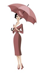 Sticker - woman with umbrella 