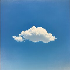 Wall Mural - A single white cloud against a clear blue sky.