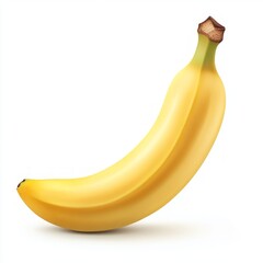 Poster - A single, ripe banana with a yellow peel isolated on a white background.