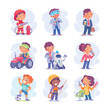 © Happypictures - Child Profession Doing Different Job in Costume Vector Set