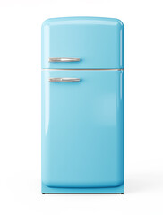 blue refrigerator on a white background