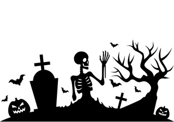 Halloween Vinyl Decal for Window, Halloween Scene Illustration 