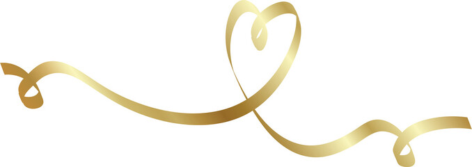 Wall Mural - Heart shape golden ribbons, love, valentine, celebration