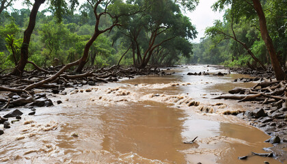 Poster - Rivière en forêt tropicale après la pluie