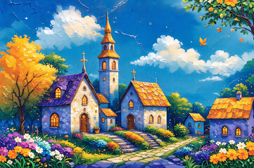 Wall Mural - church in the forest