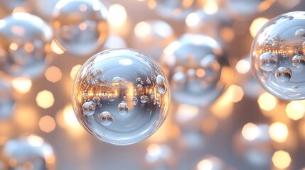 Poster - Abstract Glass Sphere with Warm Bokeh Lights