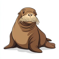 Wall Mural - vector graphic of a cute walrus