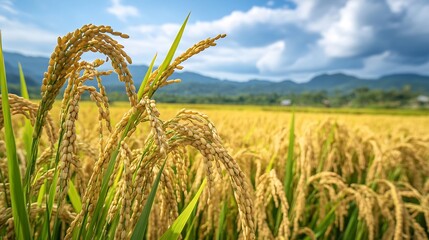 rice fields that are turning yellow due to the long dry season in the equatorial area : Generative AI