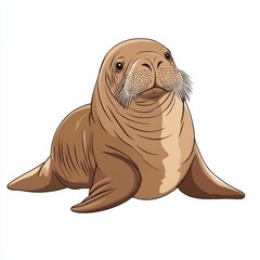Wall Mural - vector graphic of a cute walrus