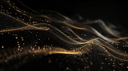 Wall Mural - abstract waves of light move gracefully across a dark background. this digital artwork showcases flu