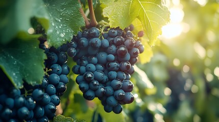 Poster - fresh grape harvest for wine rustic style : Generative AI