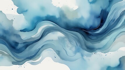 Abstract dirty watercolor background of a blue gradient color from dark blue to light blue diffused in the picture with white streaks
