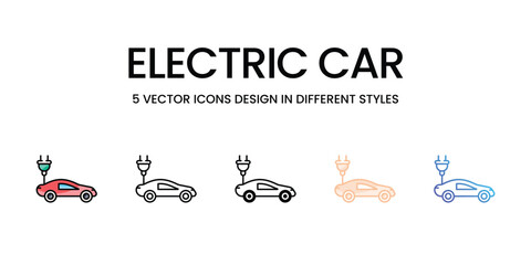 Sticker - Electric Car icons set ready to use vector icon stock illustration