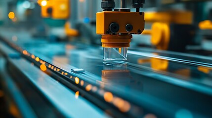 Fototapete - automatic mobile screen protector film or glass cover in manufacture phone factory : Generative AI