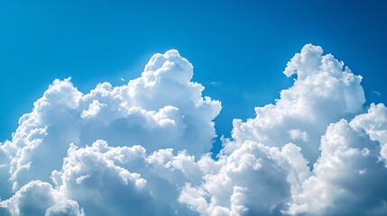 Wall Mural - Fluffy Clouds in a Bright Blue Sky Peaceful and Calm Nature : Generative AI