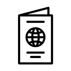 Passport icon in black, outline style and transparent background