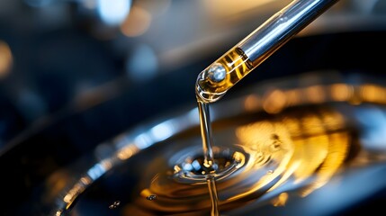 Macro photography highlighting the intricate markings and oil film on an automotive dipstick showcasing the precision and attention to detail required for proper vehicle maintenance and diagnostics