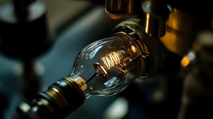 Detailed Macro Photograph Showcasing the Installation Process of a Headlight Bulb Highlighting the Intricate Filament Structure and Connector Components