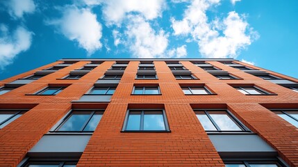 Construction of a multistorey brick building against the sky : Generative AI