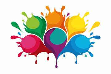 Sticker - Multicolor paint dripping vector background