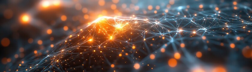Wall Mural - abstract digital network with glowing nodes and connections in a futuristic technology background