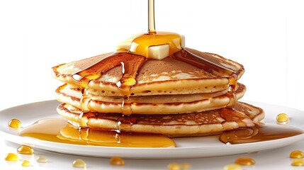 Wall Mural - Delicious Pancakes Drizzled with Maple Syrup