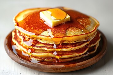 Poster - Stack of Buttery Pancakes Drizzled with Syrup