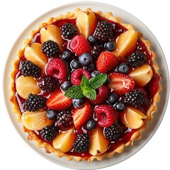 Wall Mural - Delicious Fruit Tart with a Variety of Berries and Citrus