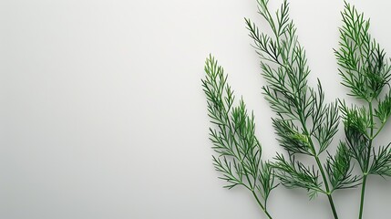 Wall Mural - Green Leaves on White Background