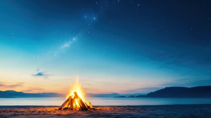 Wall Mural - a cozy gathering of friends around a bonfire on a beach, roasting marshmallows and sharing stories u