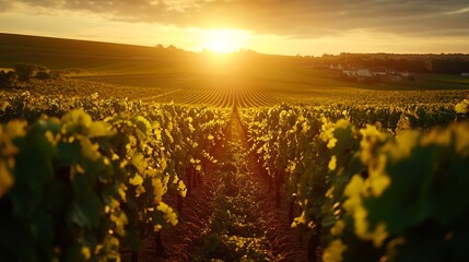 vineyard landscape Burgundy vineyard Vines in France Wine production Sunrise over vineyards The future of wine Viticulture : Generative AI