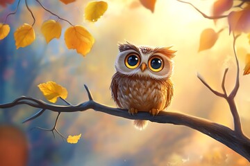 Canvas Print - owl sitting on a branch