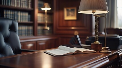 Aufkleber - Desk of lawyer legal office workplace nobody : Generative AI