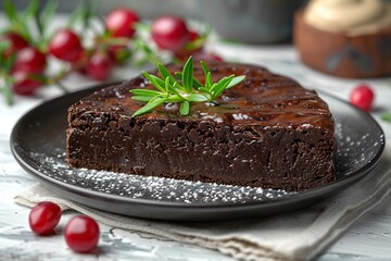 Sticker - Chocolate Cake Slice with Rosemary Garnish