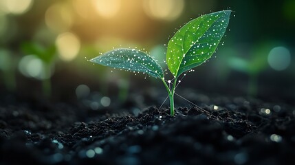 Fototapete - agricultural growth concept It has both the benefits of soil and plants Including the use of artificial intelligence agriculture technology in 5G Industry 40 technology that needs to b : Generative AI