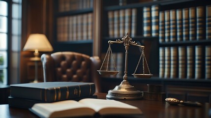 Aufkleber - Law justice and legal concept case reports on the desk modern legal books Judge Cavell Judicial Balance and Legal Consultation : Generative AI