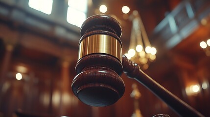 Aufkleber - Judge gavel with Justice lawyers having team Concepts of Law and Legal services : Generative AI