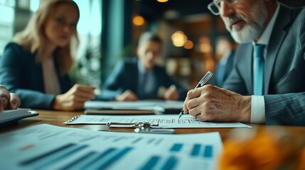Aufkleber - law firm lawyers are meeting to find out the legal planning guidelines along with the types of contracts that the clients firm needs : Generative AI