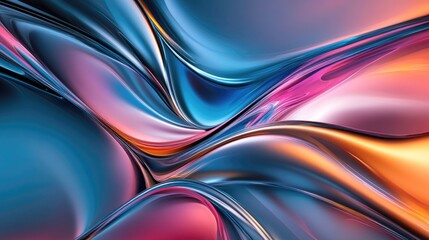 Wall Mural - Abstract digital art featuring flowing, colorful lines.