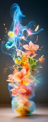 Poster - Floral Abstract with Smoke and Lights.