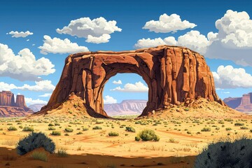 Wall Mural - A Majestic Sandstone Arch in a Vast Desert Landscape