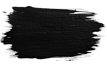 A broad brushstroke of black paint on a white background illustrating artistic techniques and textures in modern art