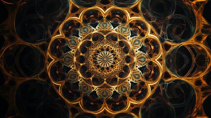 Wall Mural - A psychedelic, symmetrical, fractal artwork.